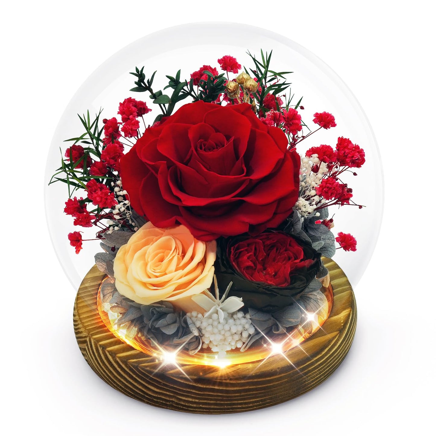 DAKEYUN Preserved Flowers Birthday Gifts for Women Preserved Rose in Glass Dome Forever Fresh Flowers for Delivery Prime Red Eternal Rose Gifts for Her Valentines Day Anniversary for Wife Girlfriend