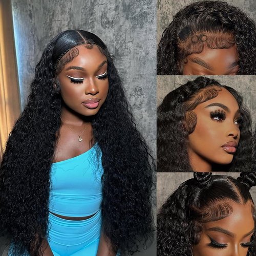 Umikisy 22 Inch Deep Wave Lace Front Wigs Human Hair 13x6 HD Lace Front Wigs Pre Plucked 200% Density Glueless Wigs with Baby Hair Deep Curly Wig for Women