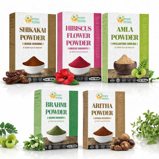 Herbs Botanica Herbal Hair Mask Combo Brahmi, Reetha (Aritha), Shikakai, Hibiscus, Amla Powder 5.3 oz Each Total 1.65lbs For Hair Growth, Scalp Health