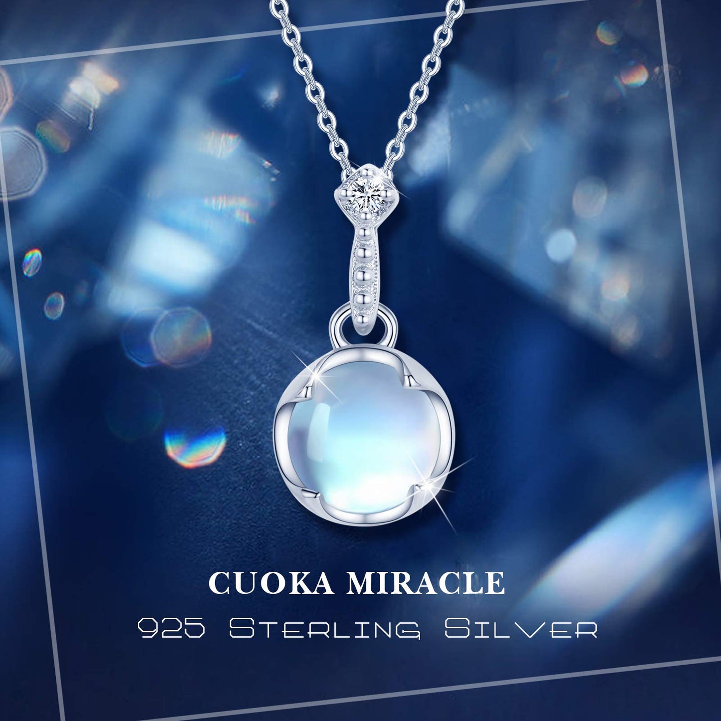 CUOKA MIRACLE 925 Sterling Silver Moonstone Choker Necklace for Women Simple Elegant Rainbow Synthetic Moonstone Jewelry Birthday Gift for Her Anniversary Birthday
