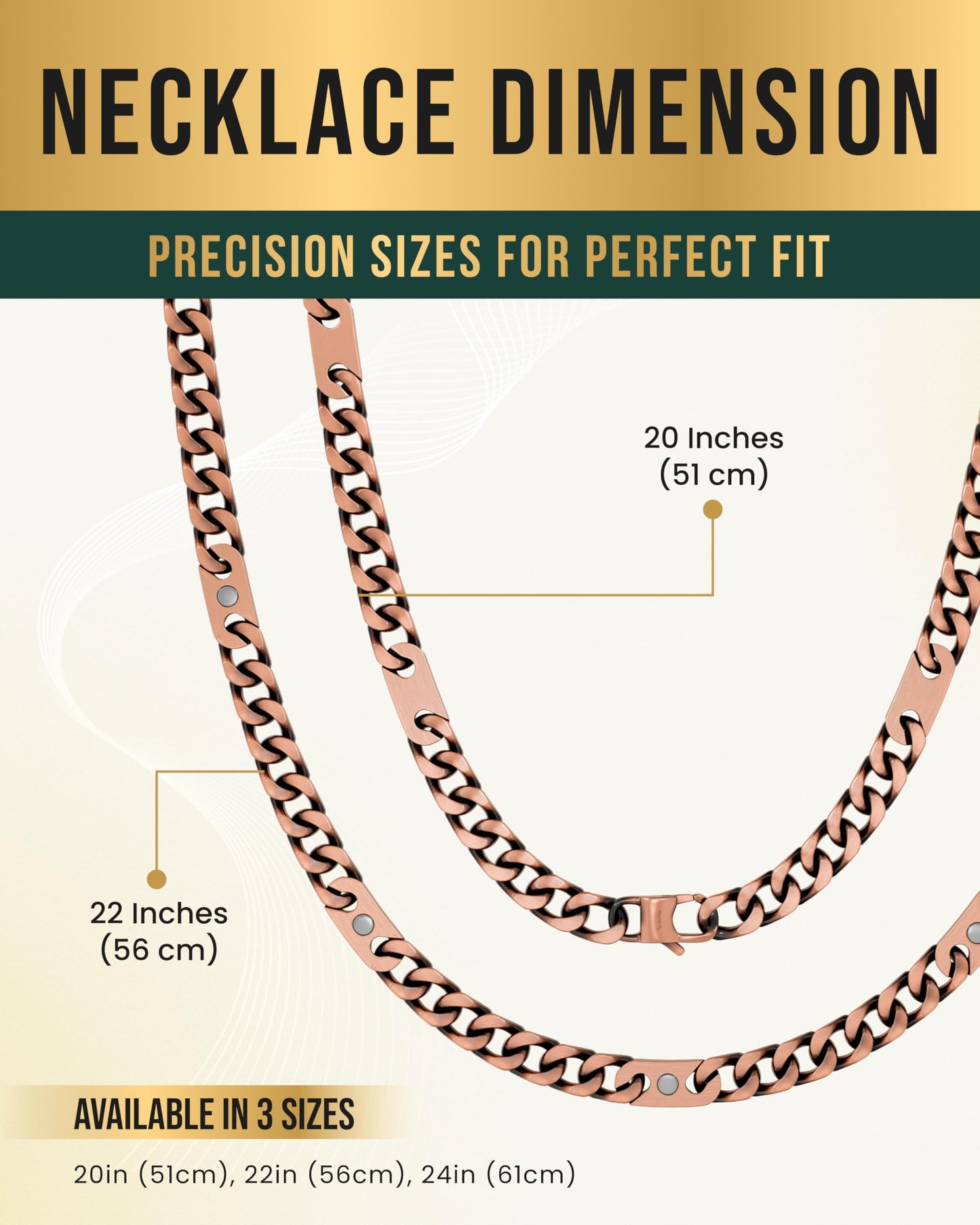 MagnetRX® Copper Magnetic Necklace - Effective Necklace for Men and Women - 99.9% Pure Copper Necklaces Chain with Magnets (24.0 Inches)