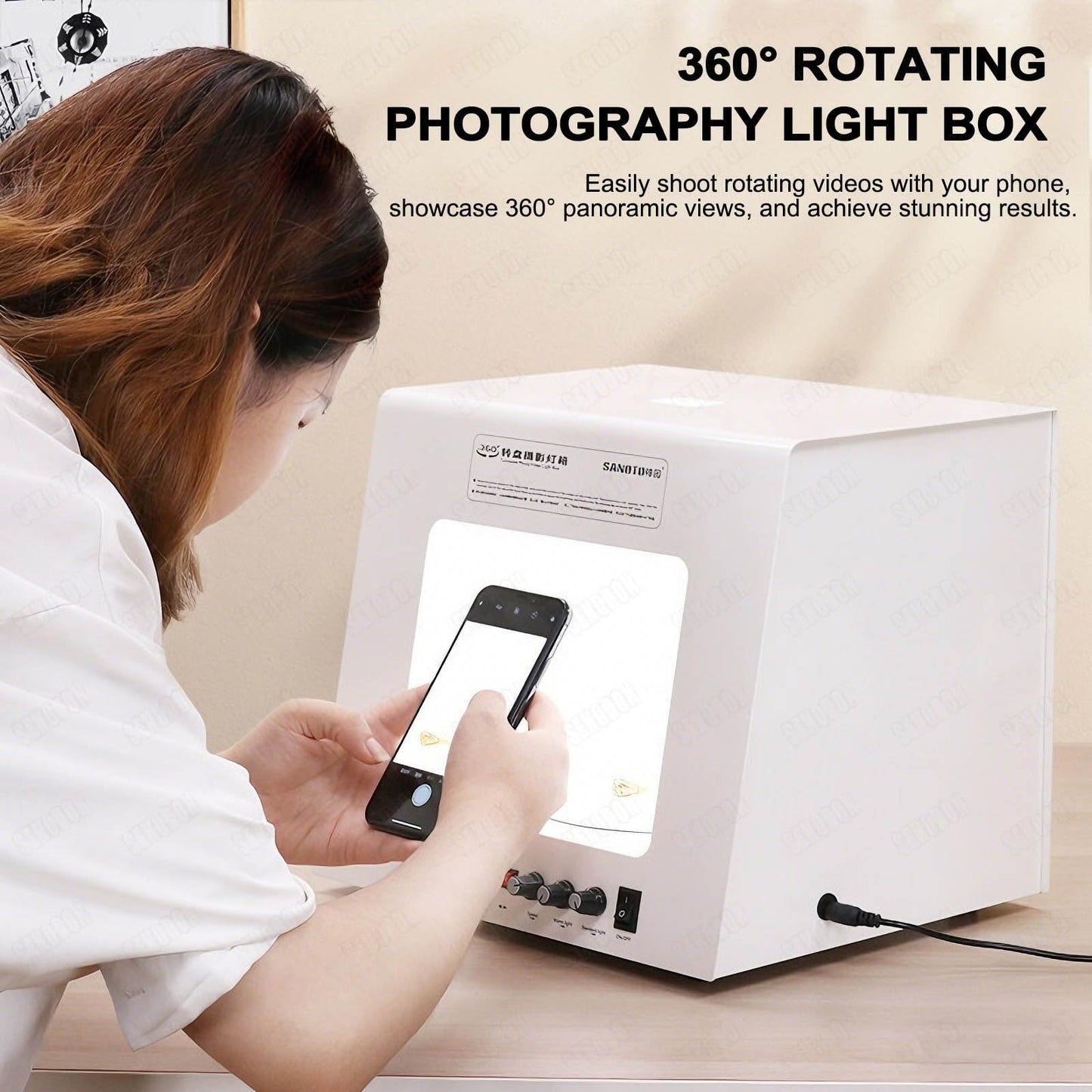 Pro Jewelry Photography Light Box Kit 3000-5500K with Adjustable Turntable, Premium Photo Studio Setup for Stunning Gemstone & Jewelry Images, Customizable Speed & Color Temperature(Tb20)