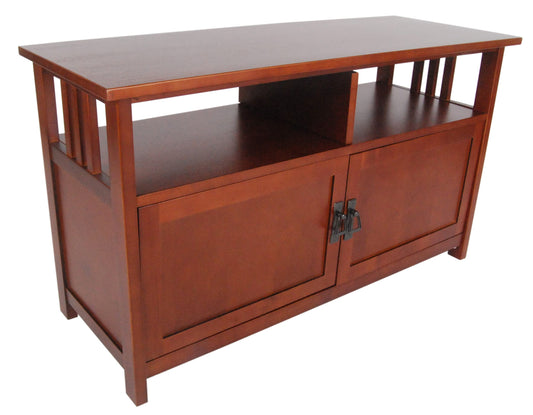 Alaterre Furniture Mission TV Stand with Open Shelves and 2 Cabinet Doors – Classic 42” Wood Media Console for TV, Gaming Consoles & Video Equipment in Living Room or Bedroom (Cherry)