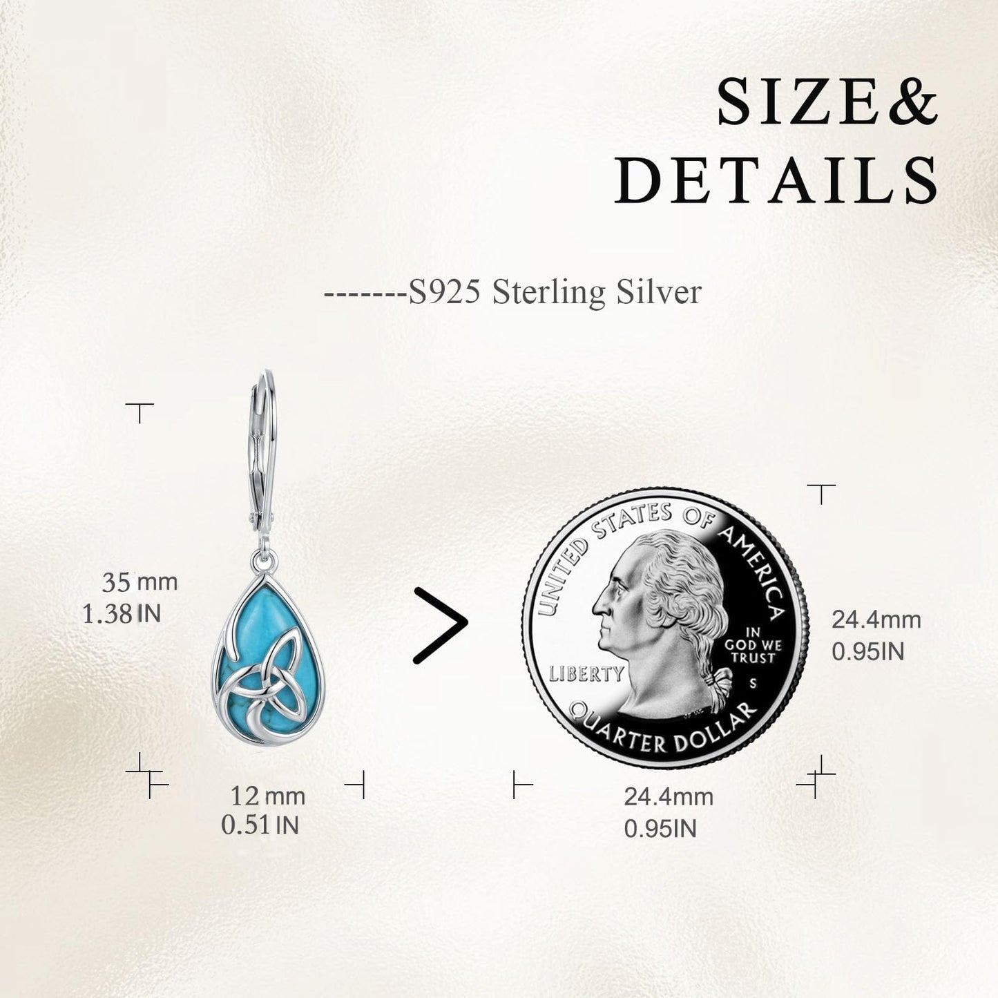 TIGER RIDER Celtic Knot Filigree Dangle Earrings 925 Sterling Silver Turquoise Earrings Birthday Jewelry Gifts for Women