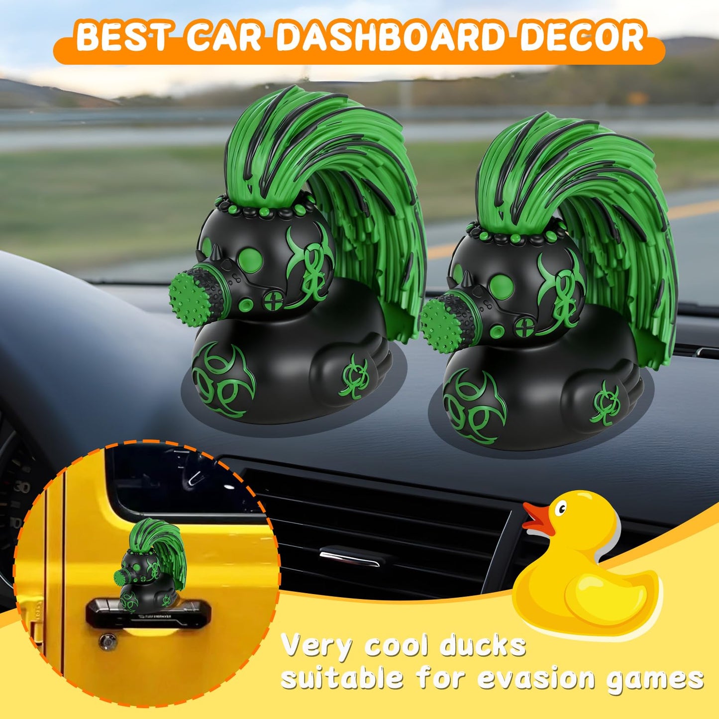 Gothic Resin Duck, Unique Collectible Figurine, Green Punk Duck Ornament for Halloween Christmas Decorations, Desktop Gothic Gifts, Safe Resin Craft