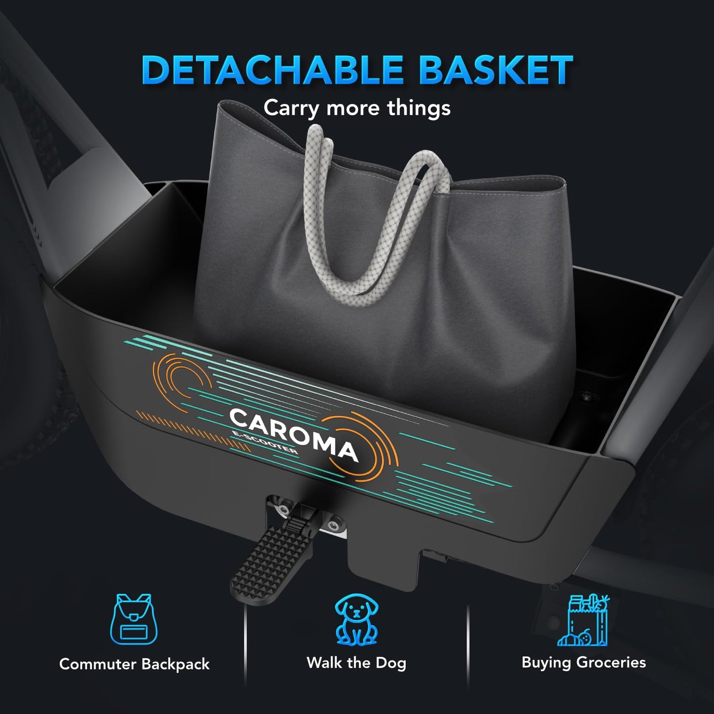 Caroma Peak 800W Electric Scooter with Seat, 16" Fat Tire Electric Scooter for Adults & Teens, 25 Miles Ranges 20MPH Max Speed, Electric Motorcycle for Commuting with Basket (White)