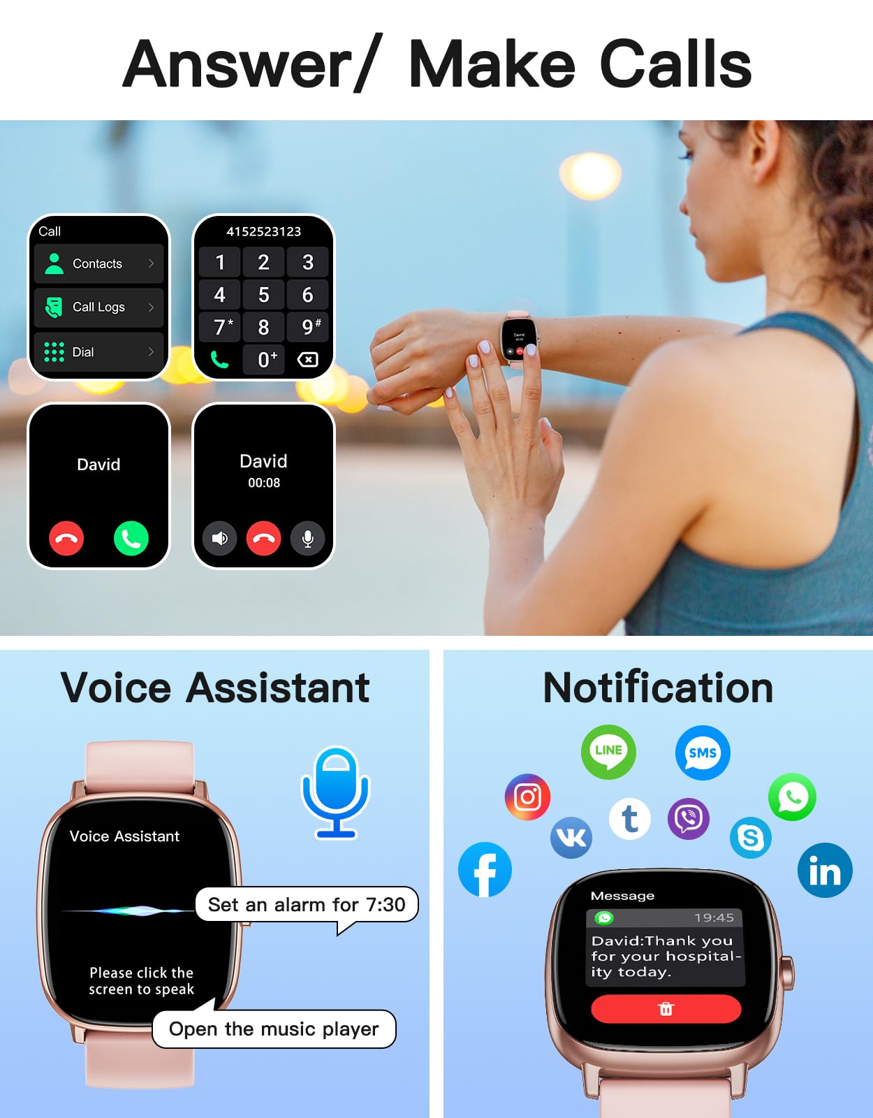HUAKUA Smart Watches for Women with GPS Built-in, Answer/Make Calls, 1.95" Smartwatch for iPhone/Android Phones, Fitness Watch with Heart Rate/Sleep Monitor 100+ Sports Modes IP68 Waterproof (Pink)