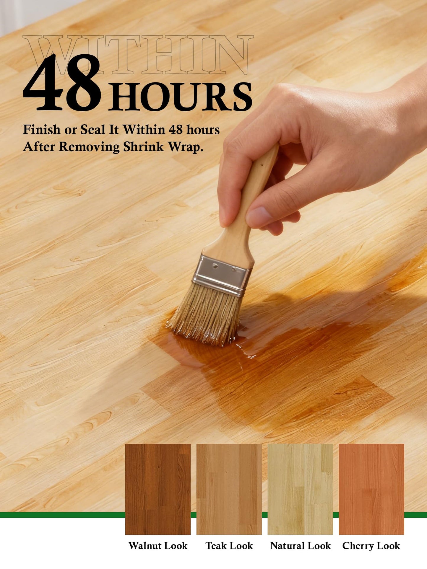 4FT Butcher Block Countertop Birch Solid Wood - 50" x 25" Table Top Butcher Block Cutting Board for Kitchen Island Cart Living Dining Office Desk Workbench Washer Dryer Countertop Unfinished 1.5" Th