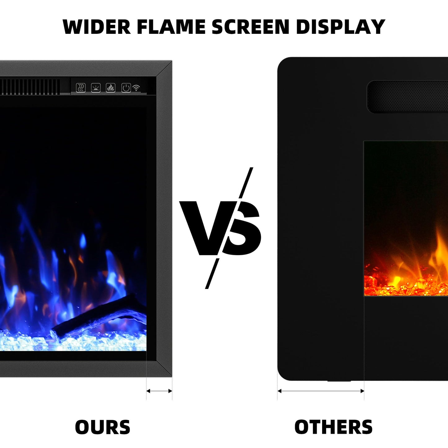 Eueiriup 42" Electric Fireplace in Wall Recessed & Wall Mounted Linear Fireplace with Temperature Control, Log & Crystal Option, Remote Control 750/1500W for Indoor Used Heater