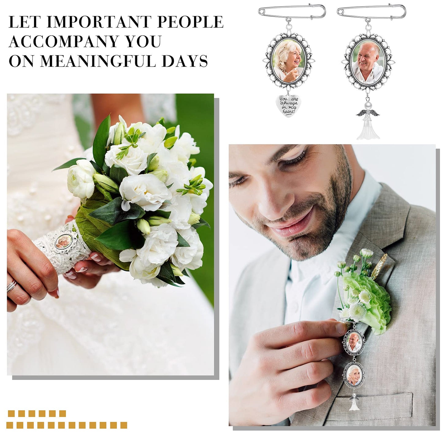 Hicarer 110 Pcs Wedding Bouquet Photo Charms Memory Bridal Charms Frame Picture DIY Pin Brooch Making Kit, 1.18 x 1.57'' Oval Glass Cabochon Pendants Bulk Memorial Mother Father of The Bride