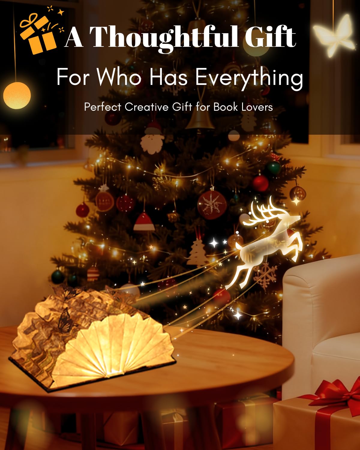 Maerolre Book Shaped Light, Mothers Day Gifts BookLamp for Book Lovers Gifts,Van Gogh Iris Design Foldable Lamp Perfect for Bedside Night Light, Bookshelf Decor, Home Desk, Ideal Gifts for Birthday