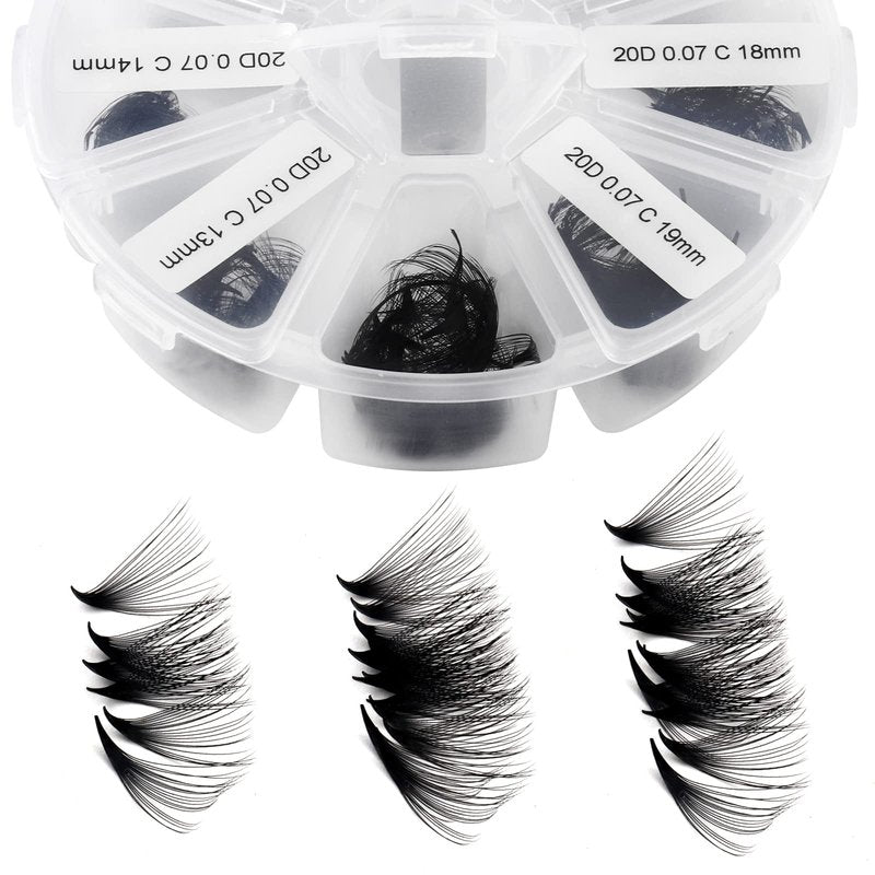 Premade Fans Short Stem 500 PCS 20D Eyelash Extensions 0.07mm C/D Curl 9-16mm Mixed WENDY LASHES Russian Volume Pre-made Lash Extension (500PCS-20D-0.07-D, 9-16mm mixed)