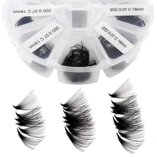 Premade Fans Short Stem 500 PCS 20D Eyelash Extensions 0.07mm C/D Curl 9-16mm Mixed WENDY LASHES Russian Volume Pre-made Lash Extension (500PCS-20D-0.07-D, 9-16mm mixed)