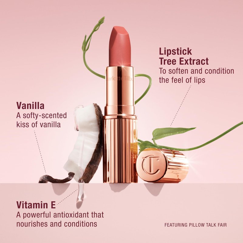Charlotte Tilbury Matte Revolution Lipstick - Long Lasting, Matte Lipstick with Buildable Color & Lip-Loving Ingredients - Creamy, Easy to Blend Formula - Pillow Talk Medium