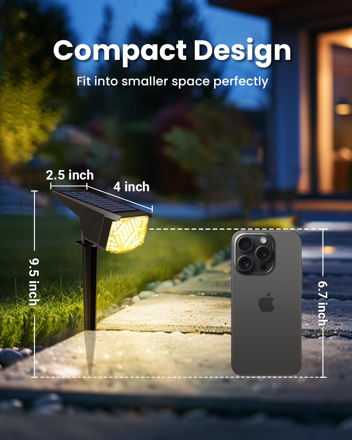 SOLPEX Solar Spot Lights Outdoor Waterproof IP65, Landscape Spotlights Outdoor, Compact Design Spot Lights, Solar Powered Flood Lights for Garden Yard Pathway House Tree Outside, 10 Pack, Warm White