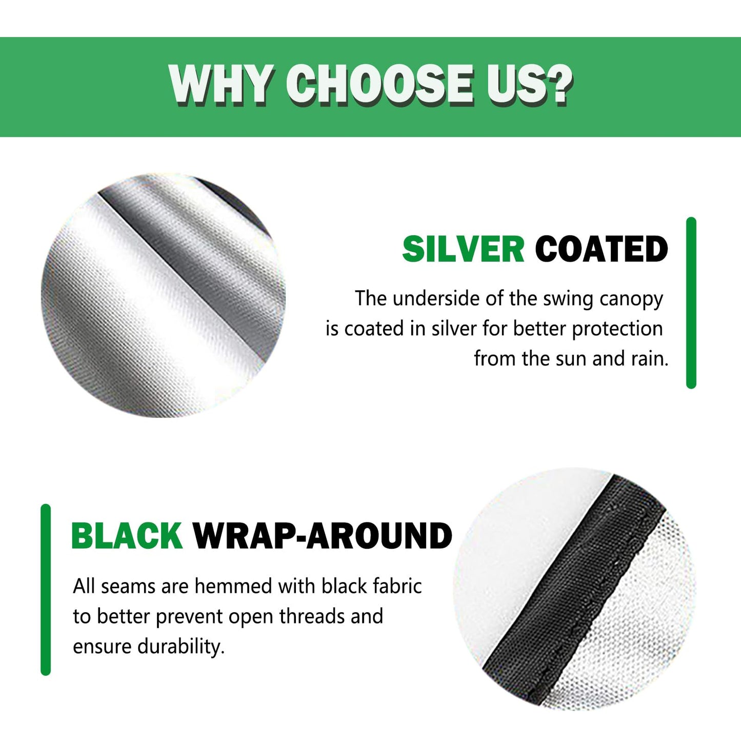 Swing Canopy Replacement Cover, Waterproof Sun Shade Porch Swing Canopy Replacement Top for 2-3 Seater Outdoor Garden Yard Patio Swing Cover (Dark Green, 65×45×5.9 Inch)