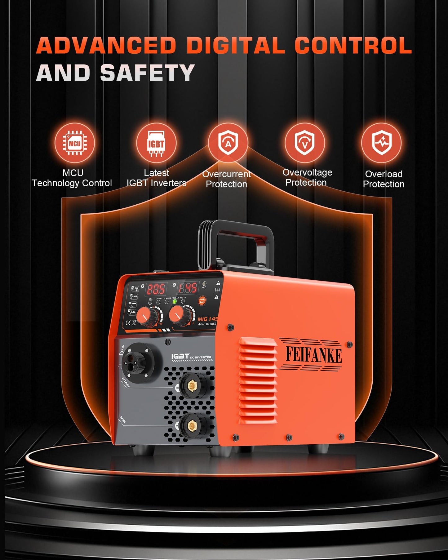 145A MIG Welder 110V, Gas MIG/Flux Core Gasless MIG/MMA Stick/Lift TIG, 4-in-1 Multi-Process Welding Machine with Synergic Control, Wire Feed Welder with IGBT Inverter & Complete Kit