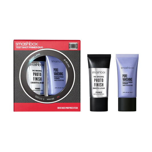 Smashbox Test Shot Primer Duo | Travel Size OG & Pore Vanishing Primer Gift Set | Helps Smooth & Blur Fine Lines and Pores