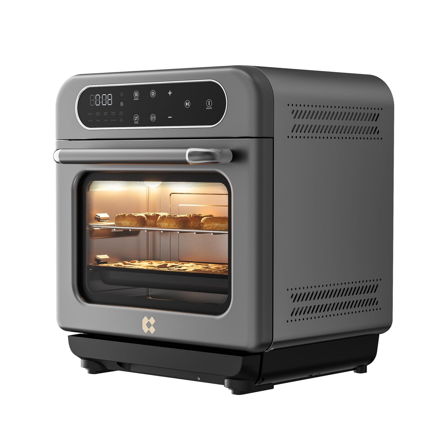 CIARRA 8-in-1 Steam Oven Countertop with Air Fryer, 13QT Mini Convection Toaster Oven with Steam, Rapid Steam, Air Fry, Vapor Bake, Steam Clean, Bake, Dried, Ferment, Grey