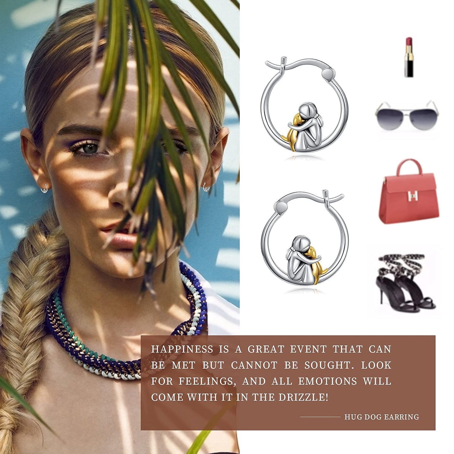 Dog Earrings for Women 925 Sterling Silver Cute Pet Hoop Earrings Hypoallergenic Puppy Jewelry Graduation Gifts for Women Daughter Her Dog Lovers