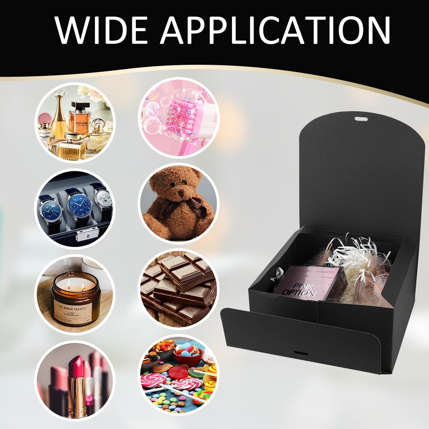 LWYMX 12 PCS Black Gift Boxes with Lids，9.8x7.8x3.9, Bridesmaid Proposal Box with Ribbon, Gift Boxes for Wedding, Christmas, Valentine's Day,Birthday,Baby Shower and the other Parties