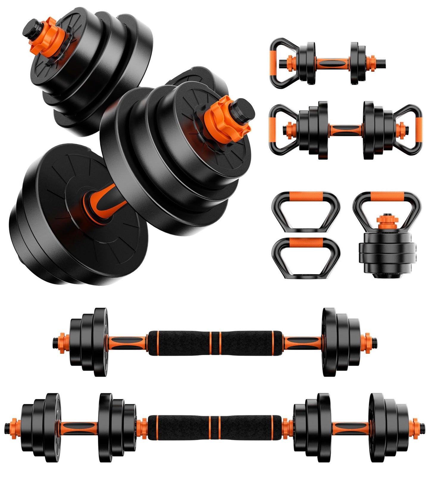 Stepwaver Adjustable Dumbbell Set 70LBS Free Weights Dumbbells,4 in1 Weight Set,Dumbbell, Barbell, Kettlebell, Push-up, Home Gym Fitness Workout Equipment for Men Women