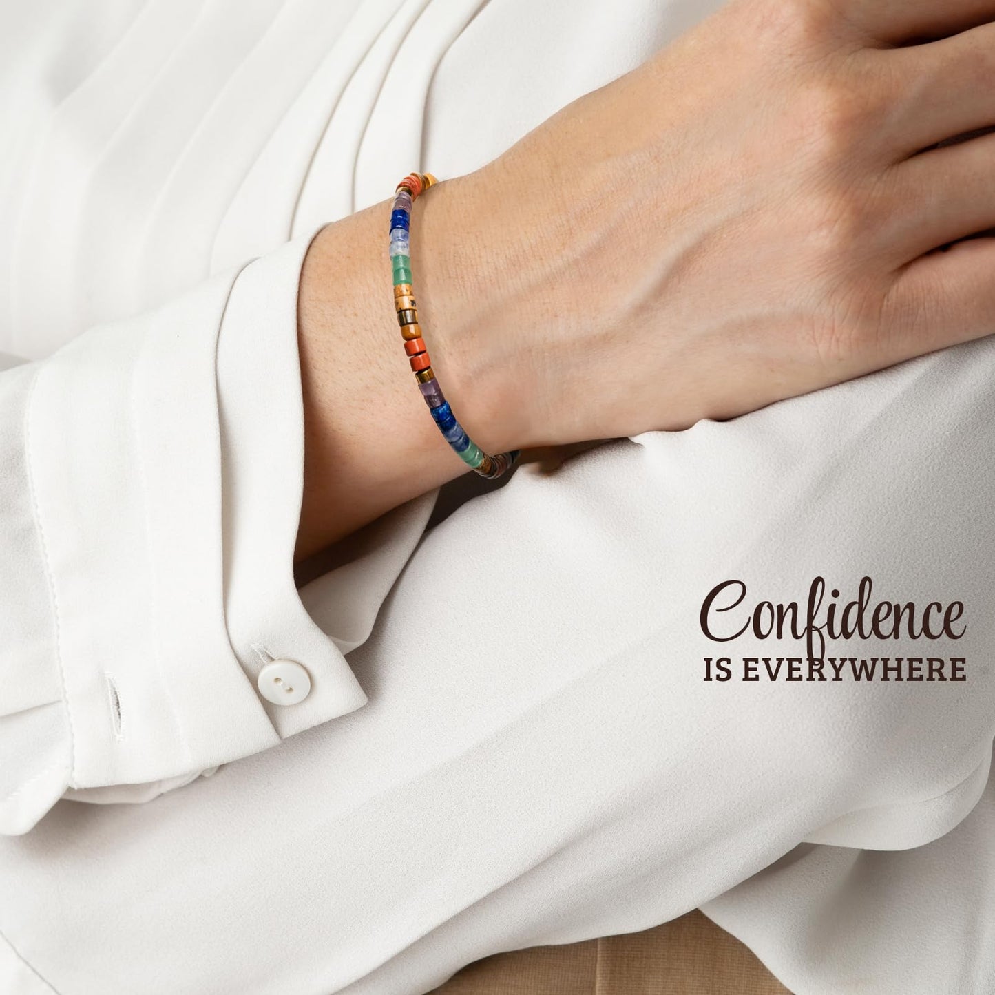 ZOKCC Cheer Up Gifts Bracelets for Women: Healing Natural Stone Bracelets with Postive Words - Inspirational Friendship Gifts for Women Friends Sister Bestie Coworker (E- HUG- RAINBOW STONE)