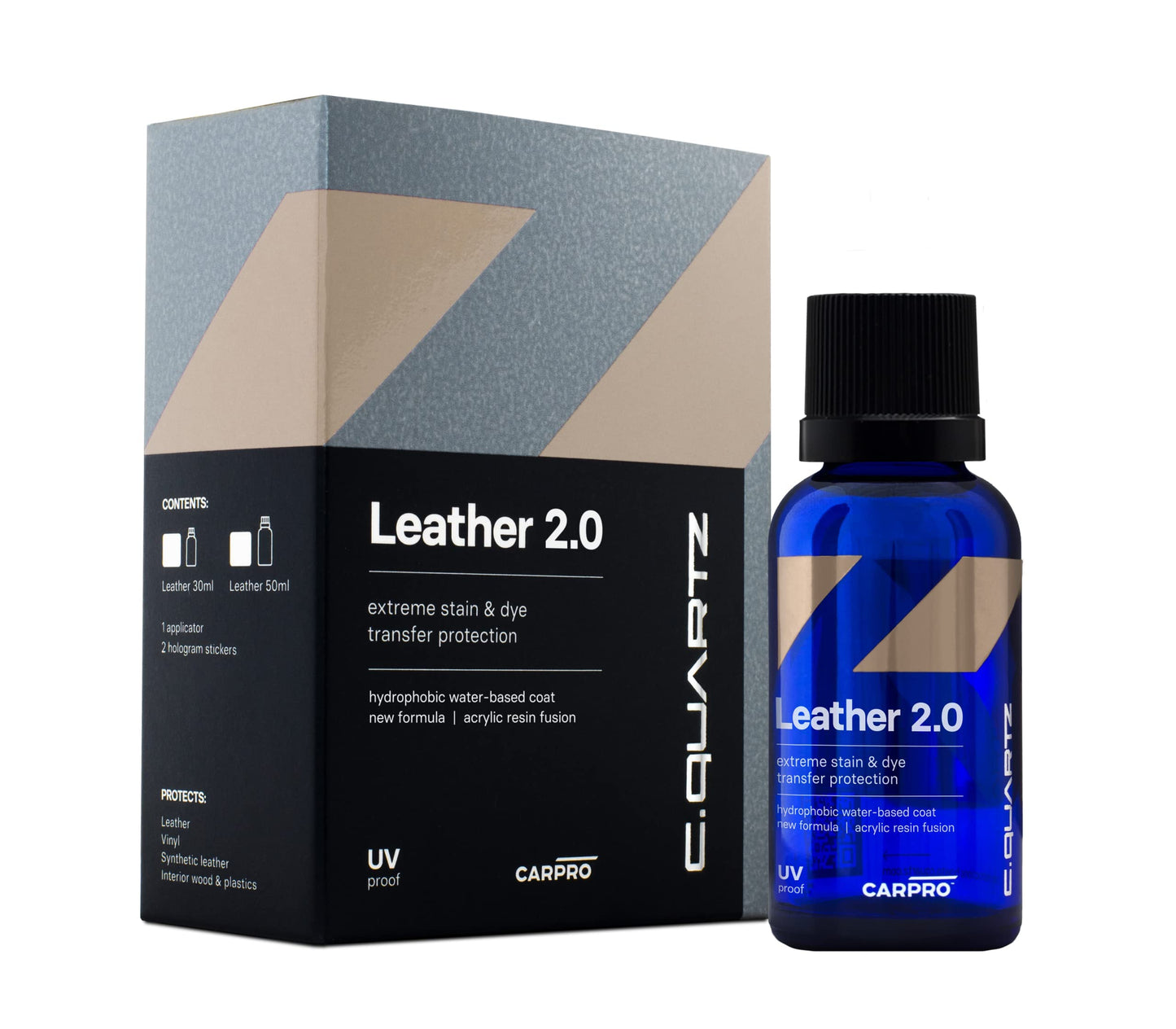 CARPRO CQUARTZ Leather 2.0 50mL Kit Reset Intensive Car Shampoo 1 Liter, Perfect Partner to Nanotechnology Based Sealants and Coatings - Bundle