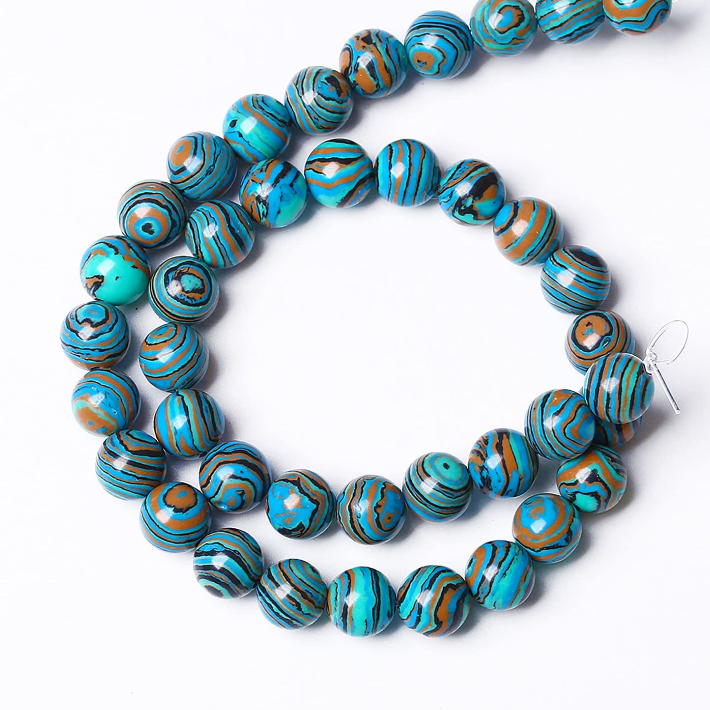 48PCS 8mm Natural Blue Malachite Stone Beads Round Loose Gemstone Beads for Jewelry Making DIY Bracelet Necklace 15 Inch,Energy Stone Healing Power