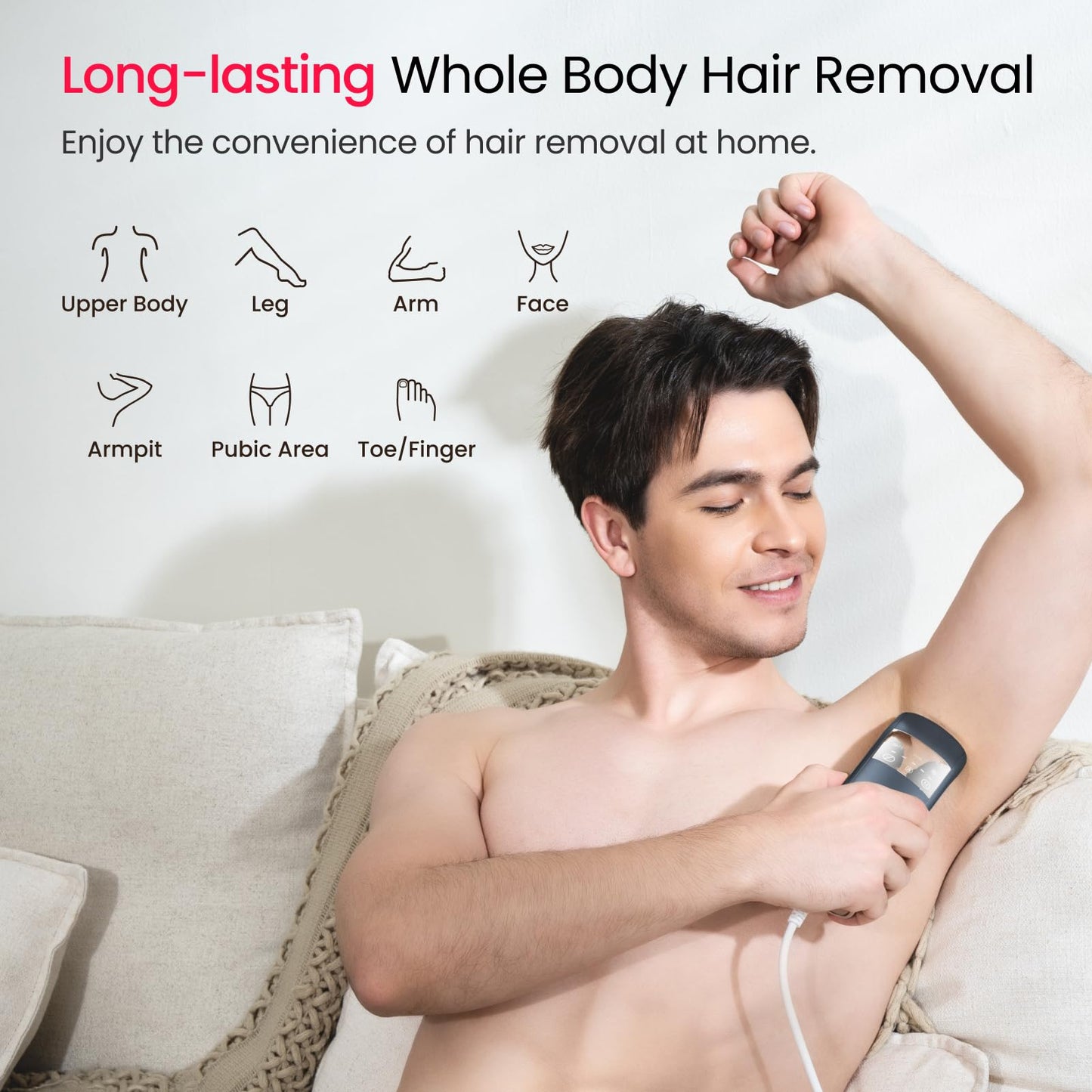 Dual Lights 100W, 4-Pulse IPL Laser Hair Removal, Comfort 16.6 cm² Sapphire Ice-Cooling 35°F, PHR Mode for Stubborn Hair, Effective, Hair Removal Device for Women and Men (Blue Grey)