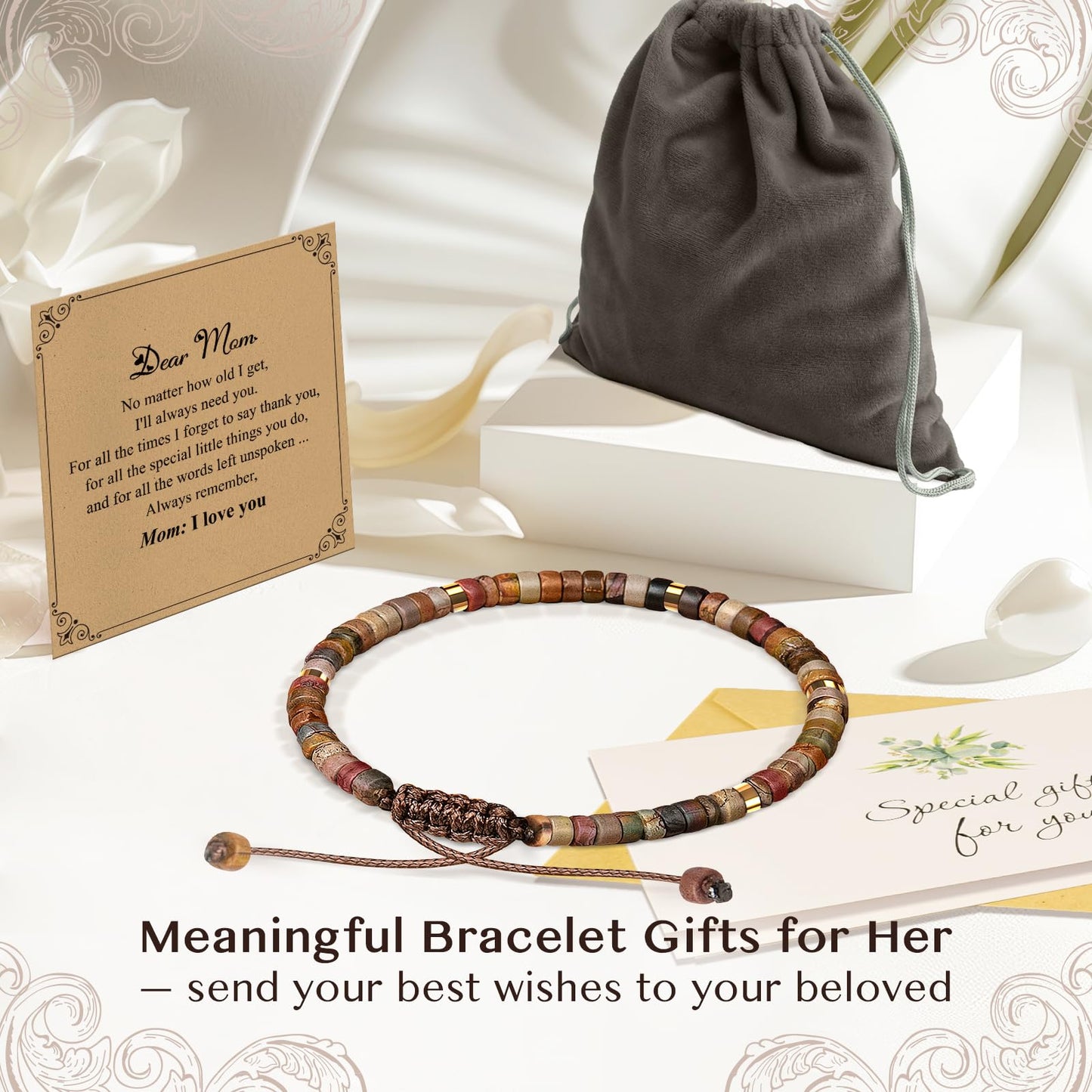 ZOKCC Daughter Bracelets Gifts from Mom Healing Natural Stone Beads Bracelets - Inspirational Valentines Mothers Day Birthday Christmas Gifts for Daughter