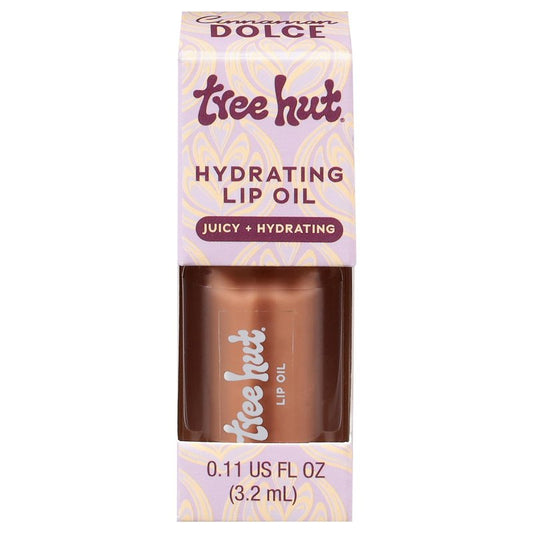 Tree Hut Cinnamon Dolce Hydrating Lip Oil, Sheer Nude Glossy Lip Oil, Non-Sticky Moisturizing Formula for Smooth, Hydrated Lips, 0.11 fl oz