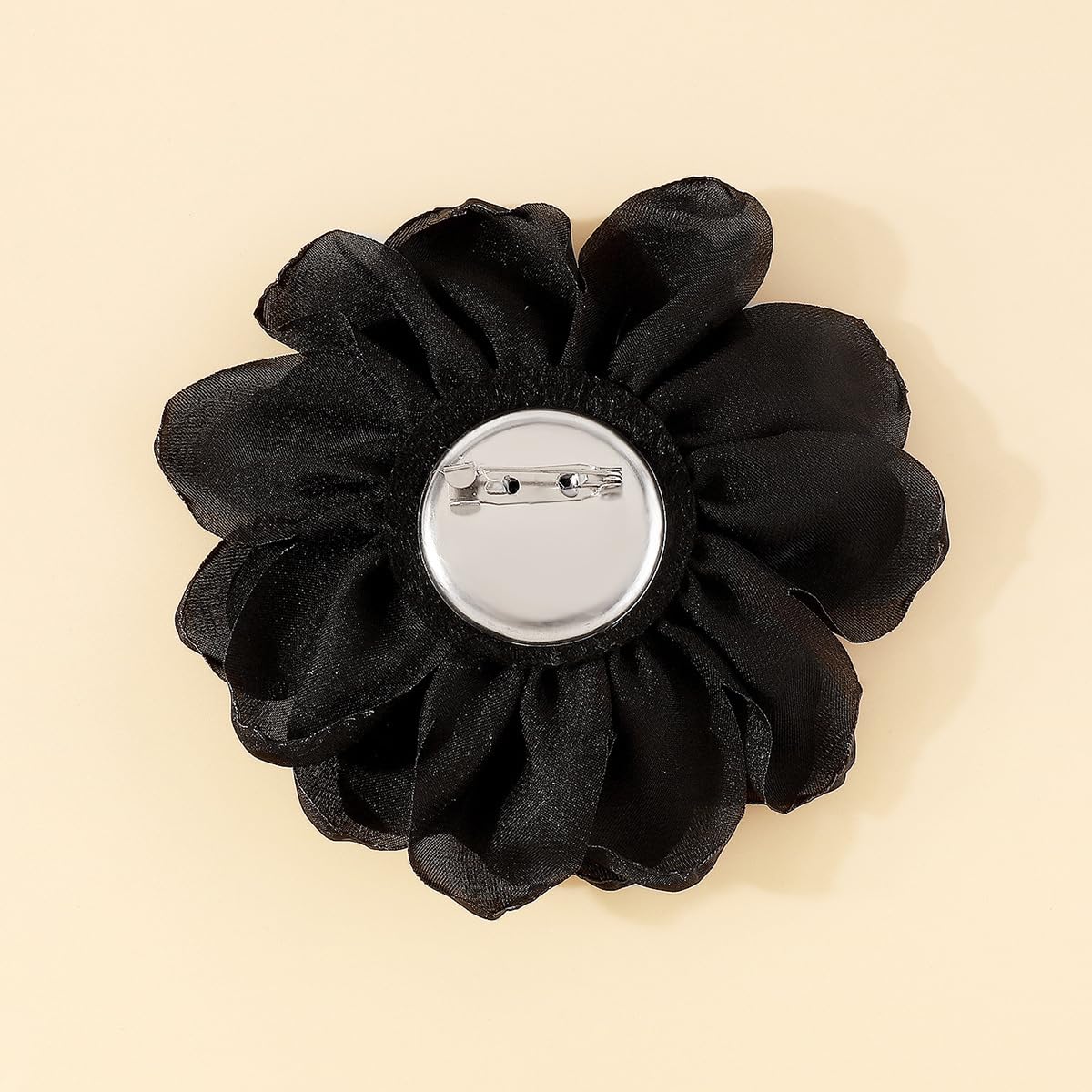 Elegant Large Cloth Flower Brooches Big Camellia Flower Pin for Women Dainty Cloth Fabric Rose Brooches Dress Skirt Scarf Hat Pins Clothing Decoration Accessories (Black)