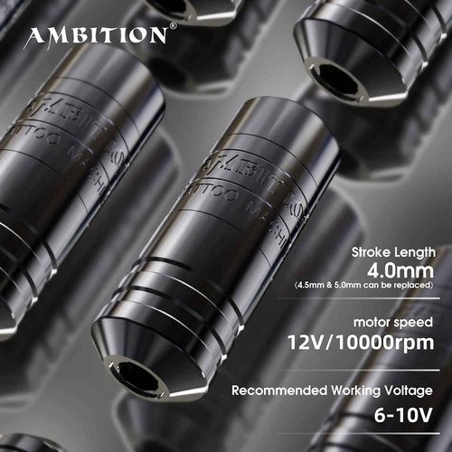 Ambition Torped 32mm Rotary Tattoo Machine Short Pen with Brushless Motor Professional Cartridges Tattoo Gun with RCA Cord for Tattoo Artists