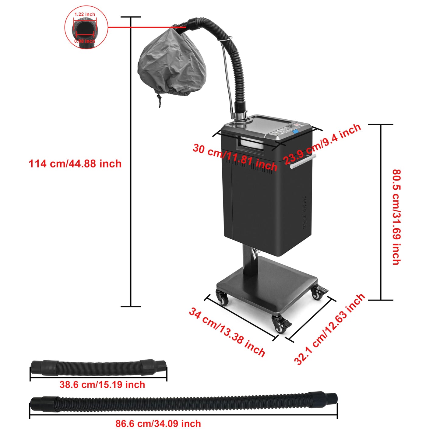 Hair Steamer Micro Mist Scalp Detoxify for Hair Wash Reclining Chair Bed Attachment Professional Hair Care for Salon SPA Barber Shop Fully Metal Material Elitzia ET1940