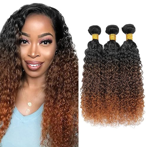 Ombre Bundles Brown Human Hair Bundles #4 Kinky Curly Bundle 26 28 30 inch Brown Curly Wave Human Hair Bundle