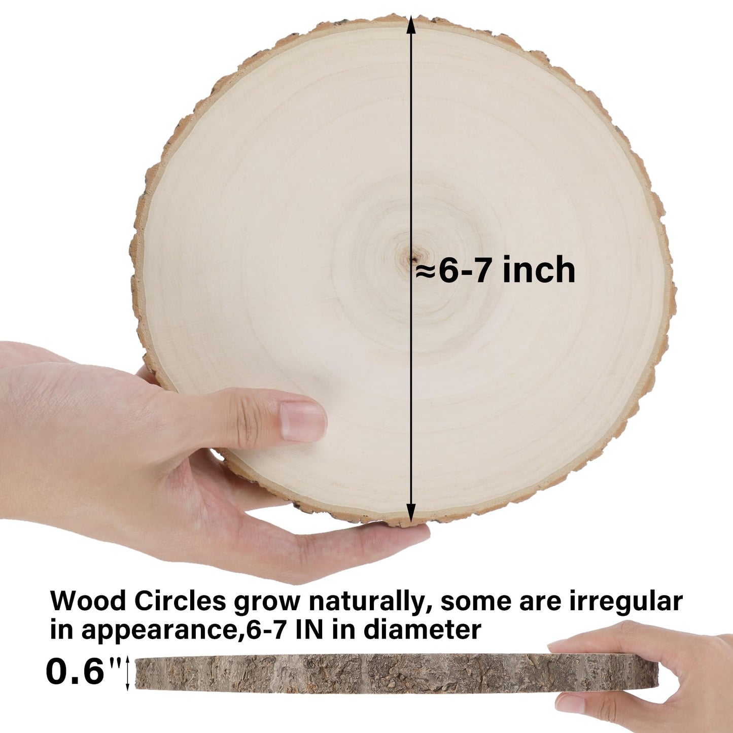 Sancodee 8 Pcs Large Unfinished Wood Slices, 6-7 Inches Wood Slabs for Centerpieces Natural Wooden Circle, DIY Wood Centerpieces for Tables Wedding Party Door Sign Decor