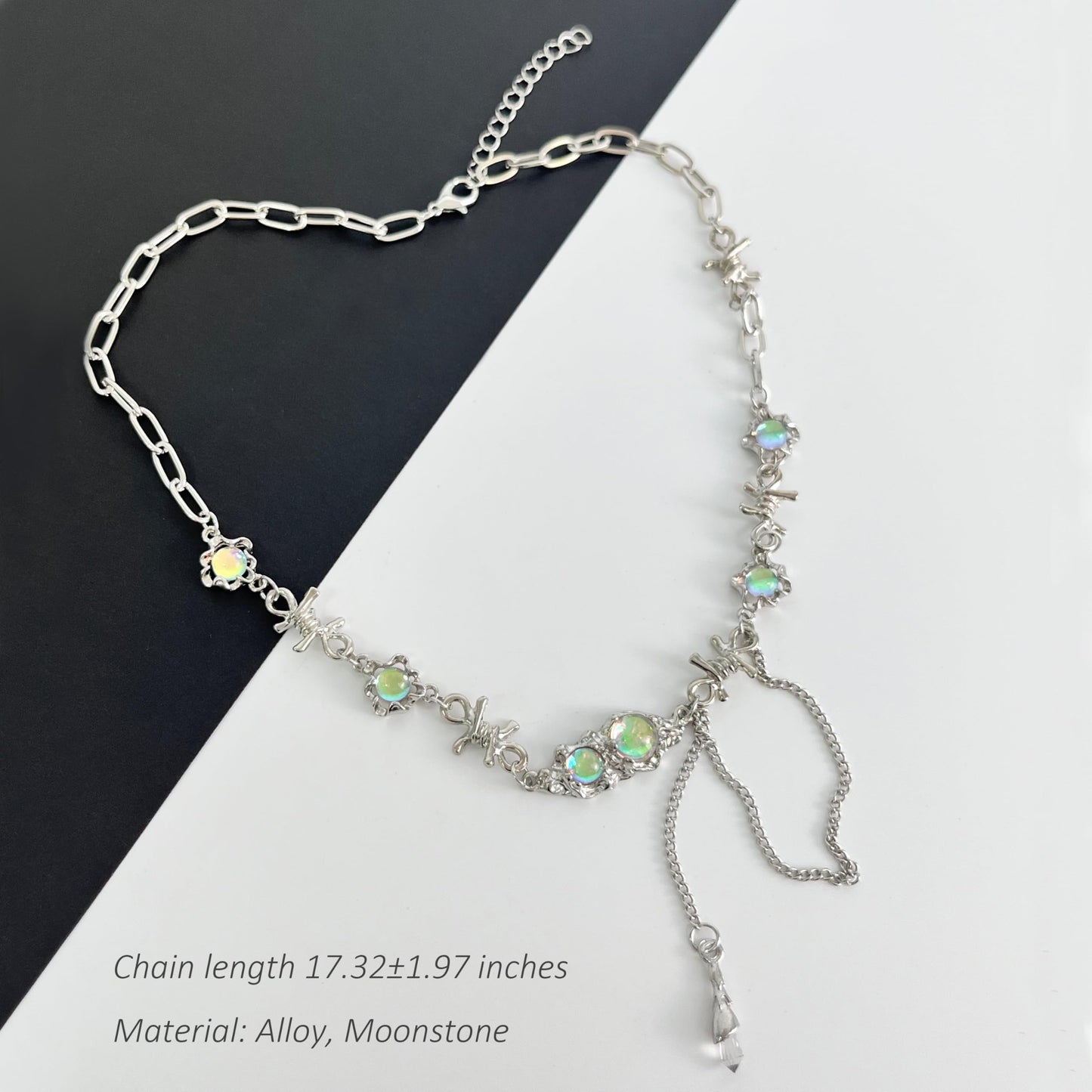 Buyongwant Irregular Necklace for Women Y2k Zircon Splice Necklace Collar Chain Hip Hop High Grade Fashion 17.7 Inch