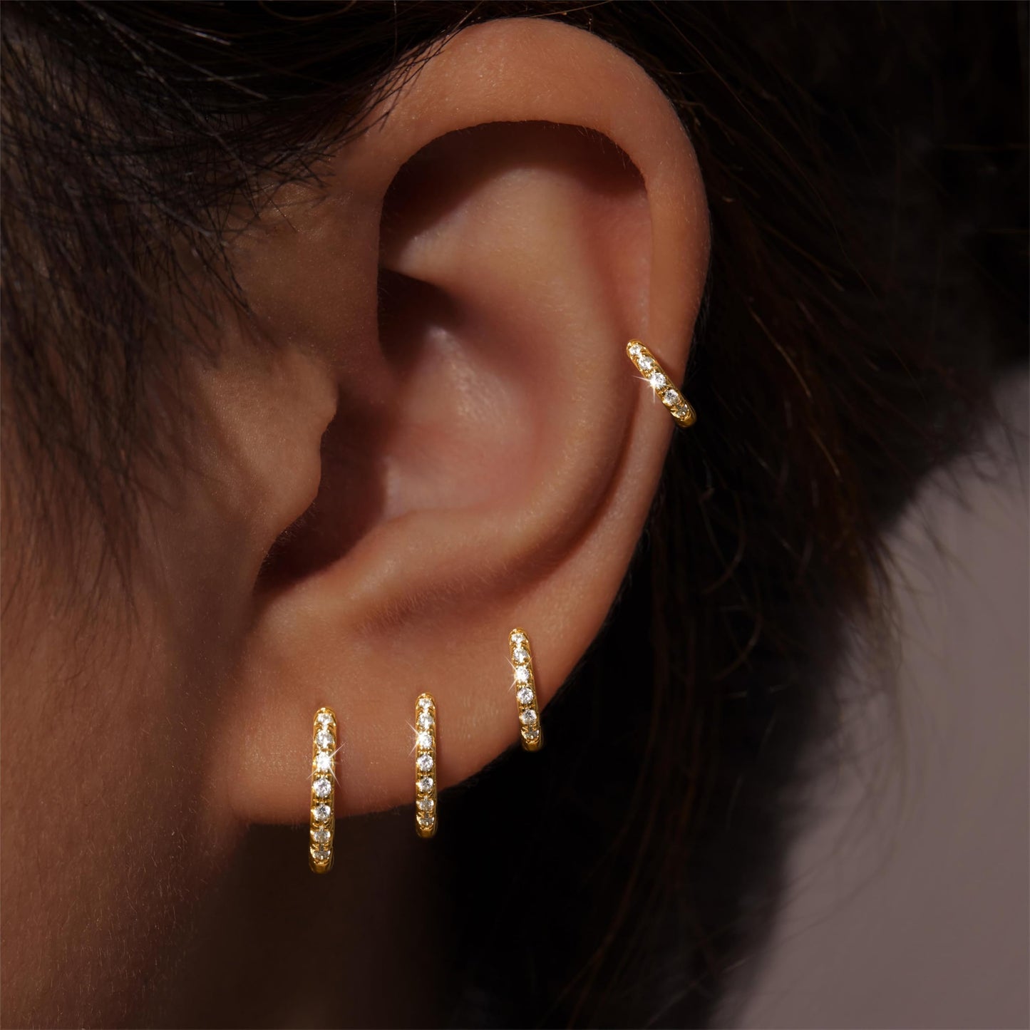 Gold Plated Earrings for Women Trendy Small Huggie Hoop Earring Set for Women Gold Plated Stack Cartilage Earrings for Multiple Piercing Lightweight Mini Thin Cute Dainty Trendy Jewelry Gifts