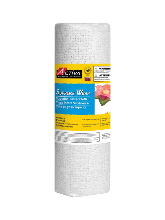 ACTIVA Supreme Wrap – The Premium Plaster Cloth for Art and Craft Modeling, Casting and Sculpture - 8" x 15' 1 Roll