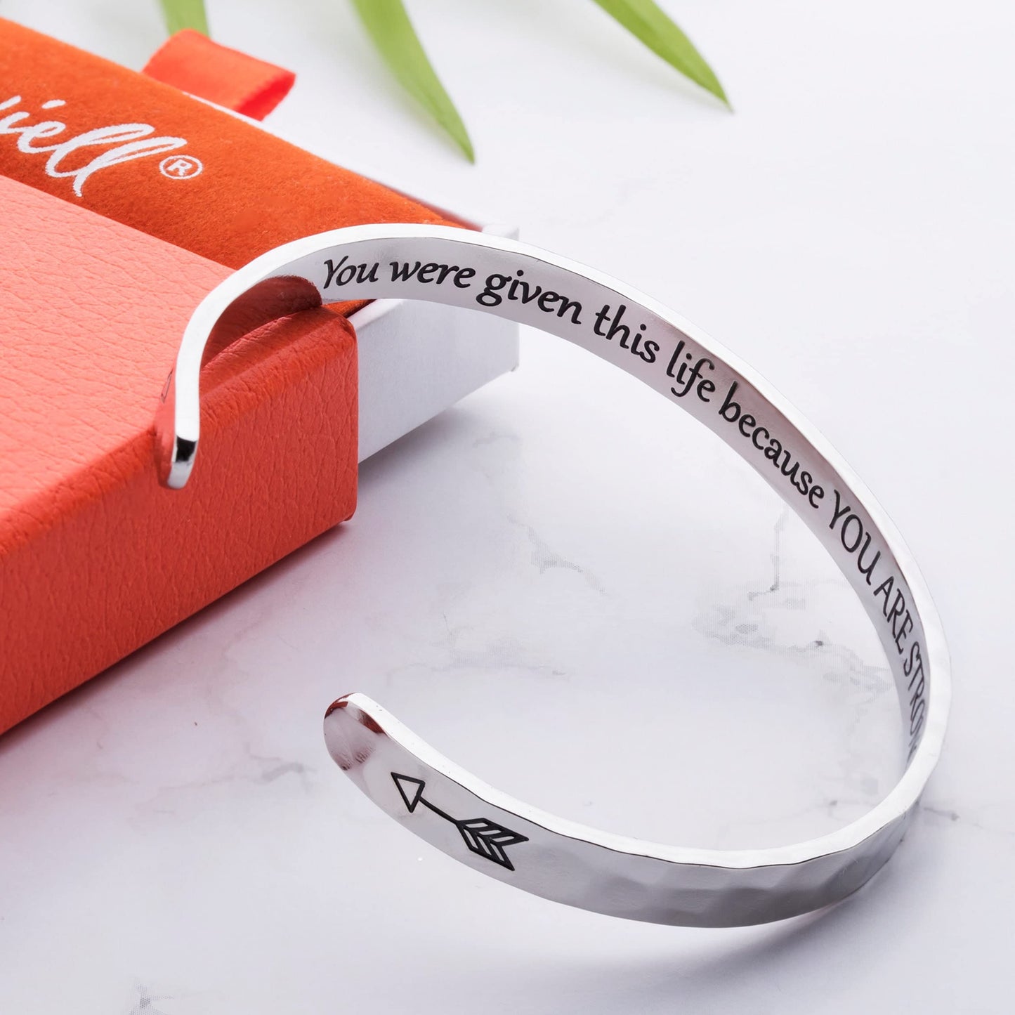 Carviell Inspirational Cuff Bracelet for Women, Hammered Stainless Steel, Encouragement Silver Bangle, Divorce, Depression, Miscarriage, Recovery Gifts