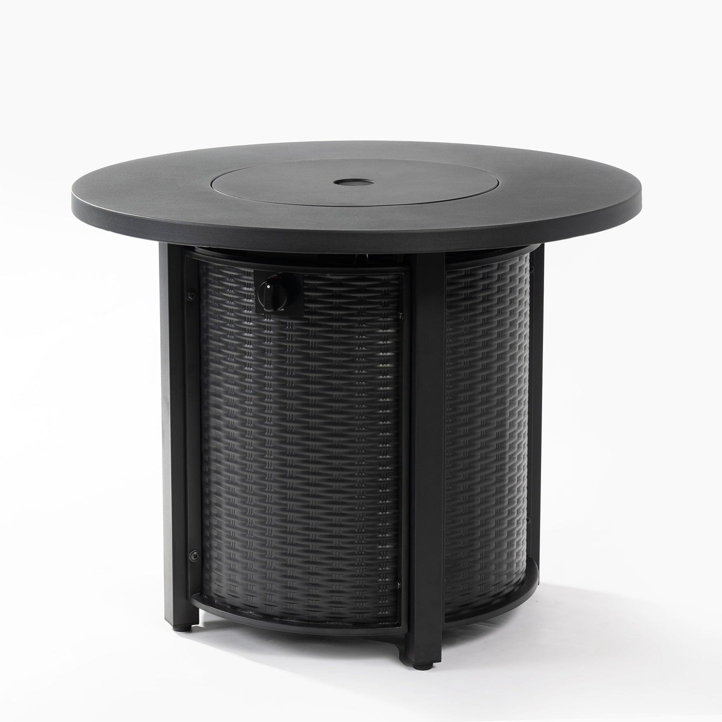 32'' Round Gas Fire Pit, 50,000 BTU Steel Outdoor Fire Tables, Fire Table with Lid, Add Warmth & Ambience to Gatherings and Parties On Patio Deck Garden Backyard, Black.