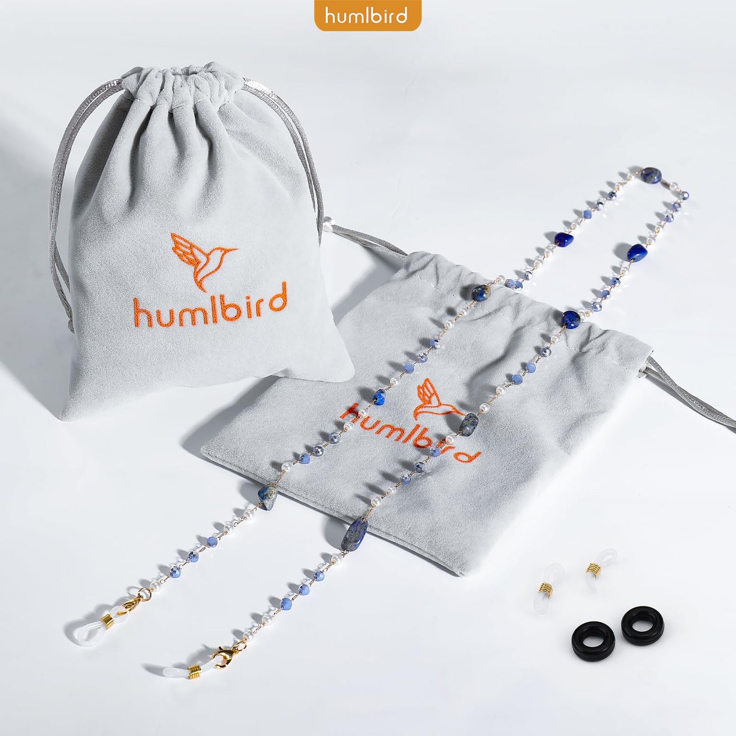 humlbird Glasses Chain for Women Stylish Glasses Necklace Sunglasses Chain Mask Lanyard Natural Crystal Mask Chain Eye Glasses Holder Strap Dark Blue