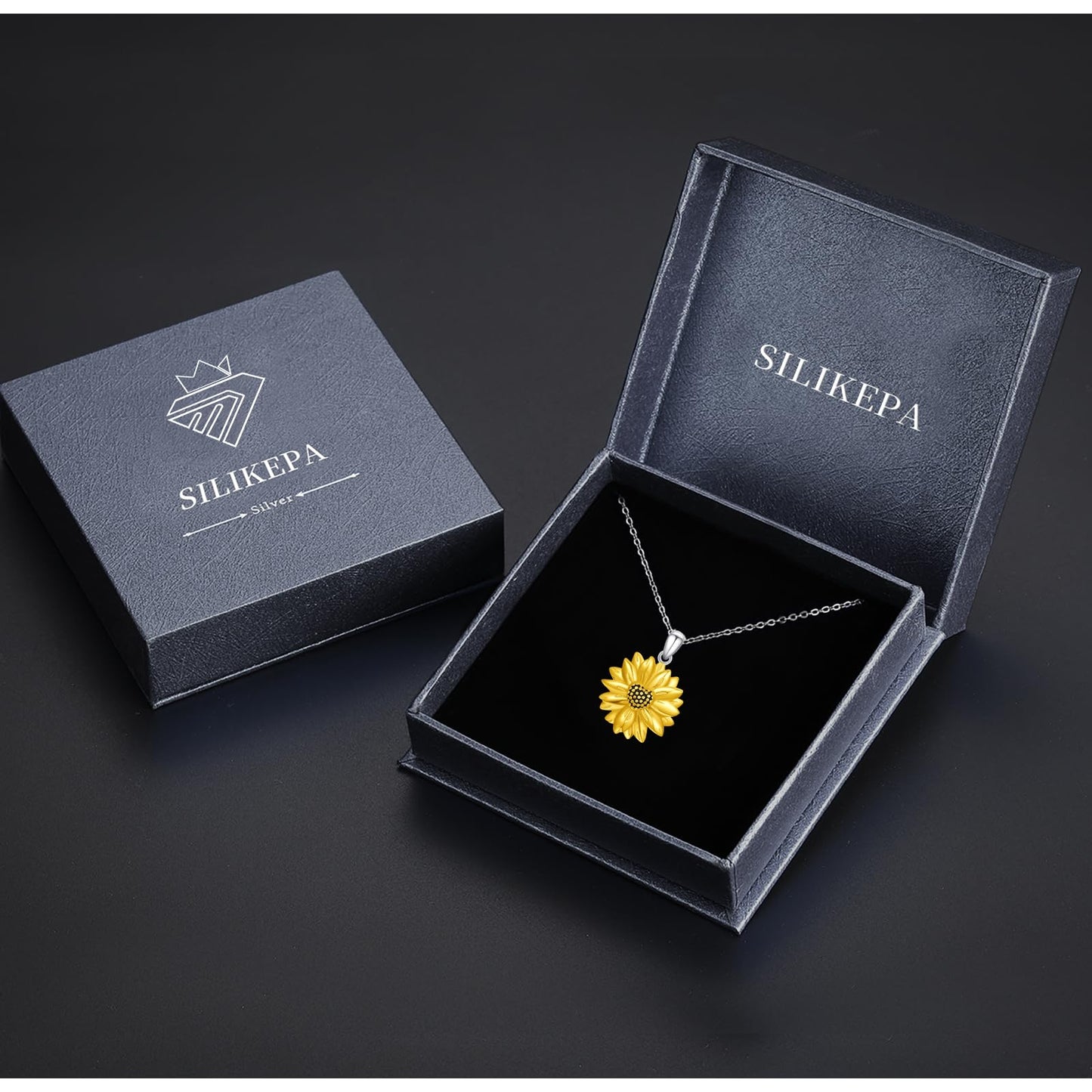 Silikepa Sunflower Necklace for Women 925 Sterling Silver Gold Sunflower Pendant Necklace You Are My Sunshine Pendant Flower Jewelry Gift for Women