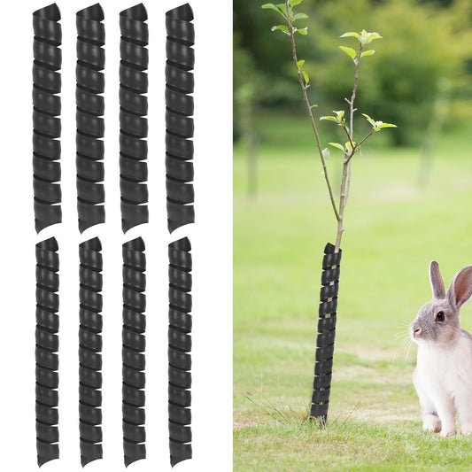 8 Pcs Tree Trunk Protector-2 Size Plastic Spiral Tree Guard Tree Trunk Protector Wrap Tree Bark Protector Tube Tree Wraps to Protect Bark Tree Saplings from Deer Cats Rodents Rabbit Mowers (Black)