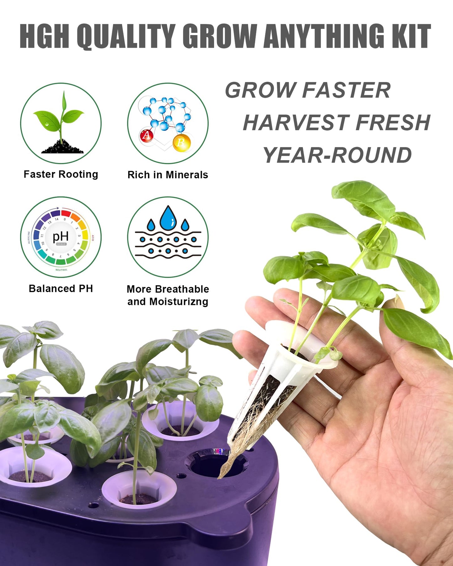 167 Pcs Hydroponic Seed Pods Kit Supplies for Aerogarden Pods,60 Grow Sponges,15 Grow Baskets,15 Grow Domes,60 Pod Labels,15 Labels,2 A&B Plant Food - Hydroponic Supplies Compatible with Most Brands