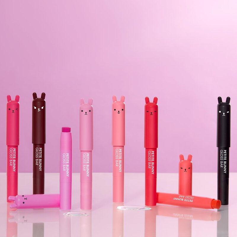 TONYMOLY Petit Bunny Lip Gloss 3 Pack - Hydrating Korean Sheer Tinted Gloss with Vitamin E for Soft High Shine, Cute Moisturizing Lip Tint Crayon