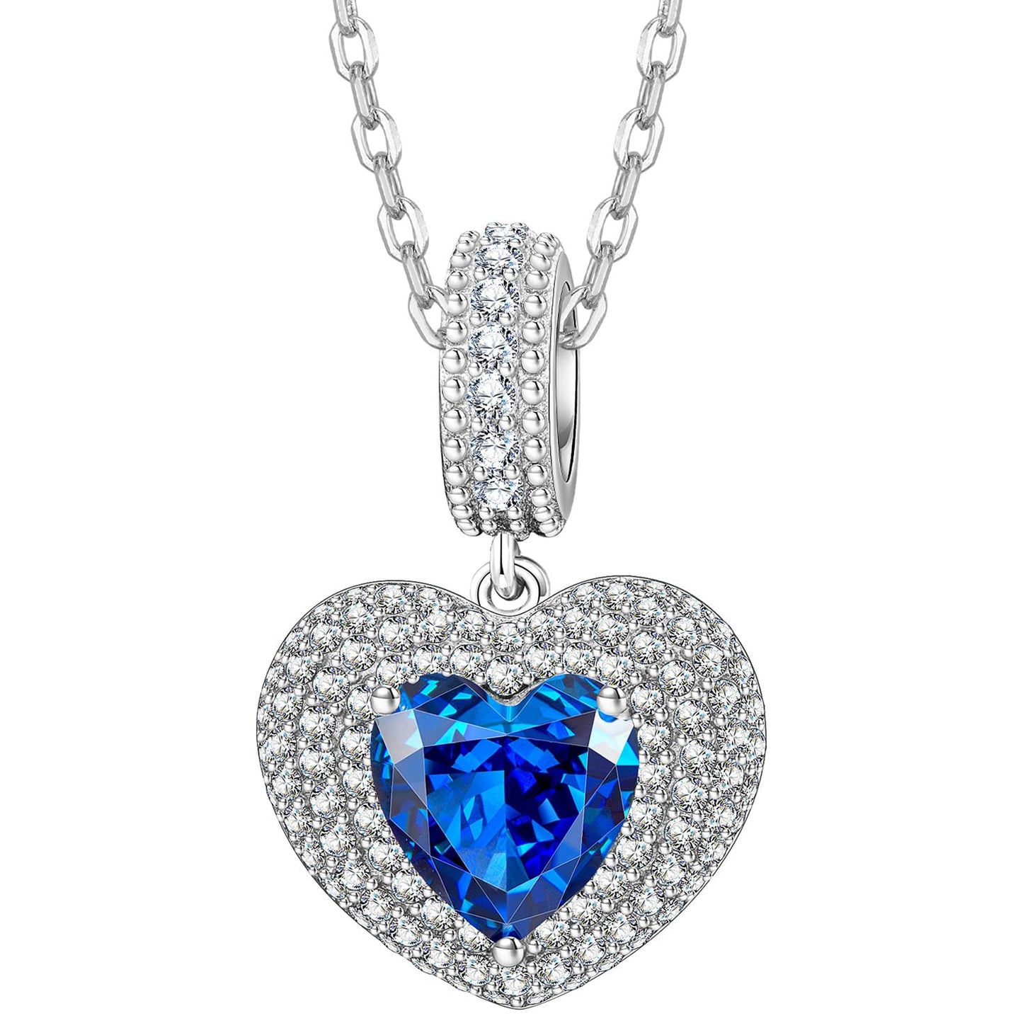 Kate Lynn Heart Necklaces for Women Love Pendant Necklace Sapphire Crystal Jewelry, Birthday Gifts for Women Girlfriend Christmas Anniversary Jewelry for Her, Valentine's Mothers Day Gifts for Mom Wife Daughter