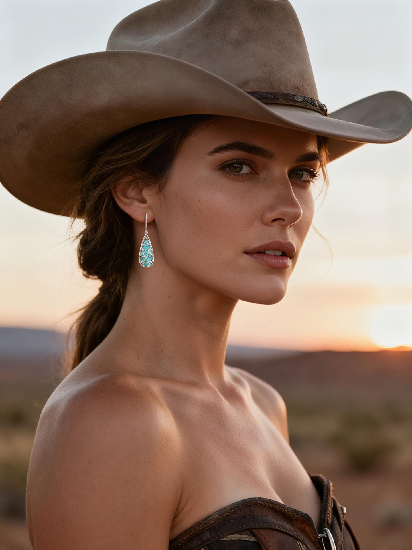 Phyonio Turquoise Earrings for Women Western Jewelry for Women 925 Sterling Silver Earrings Turquoise Drop Earrings Boho Vintage Earrings