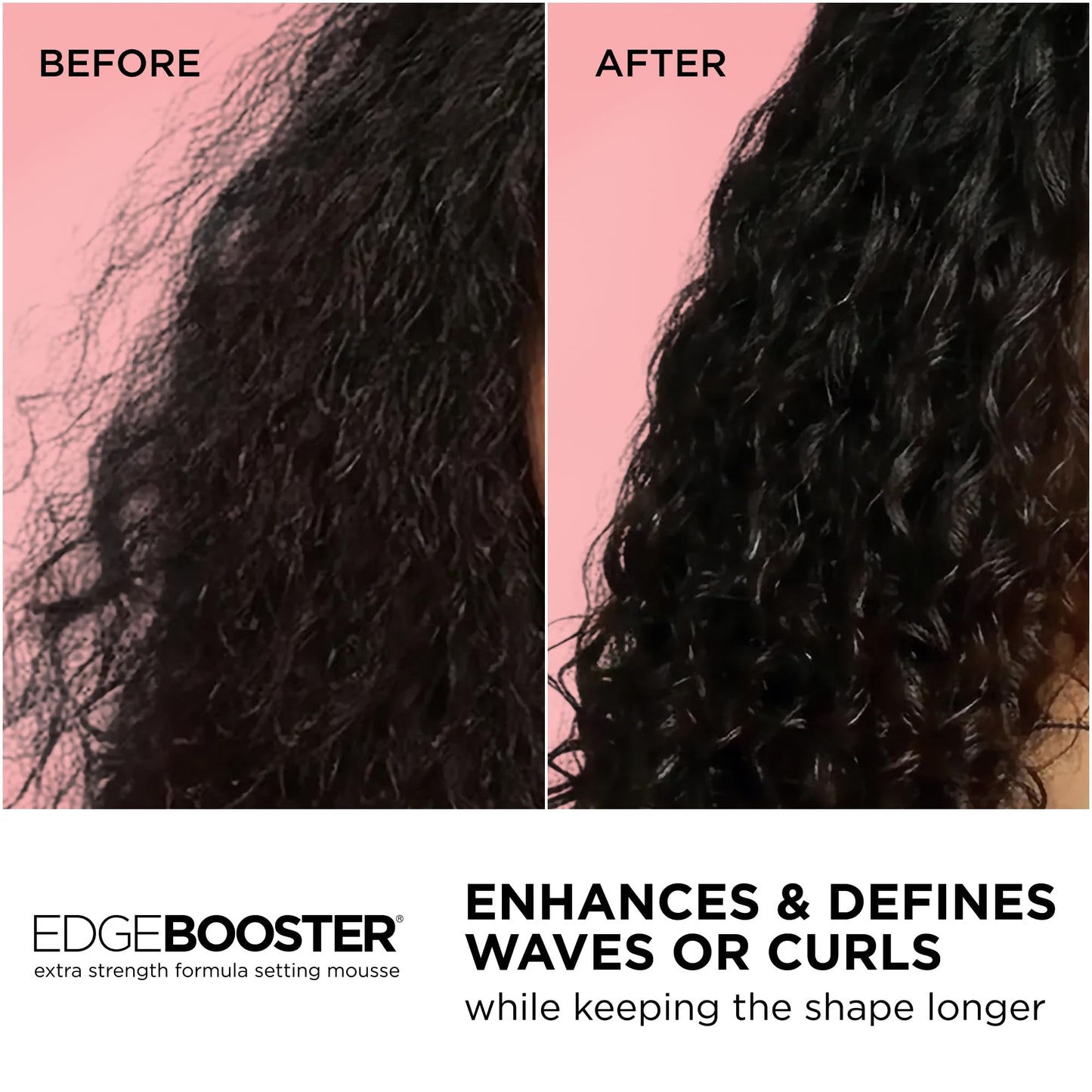 Style Factor EDGE BOOSTER Extra Strength Setting Mousse – Frizz Control, Extra Volume, and Conditioning – 6.4oz Amber Mousse for Curly Hair
